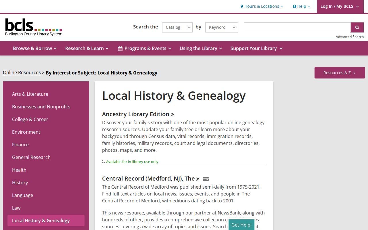Burlington Township city directory BCLS local history collection