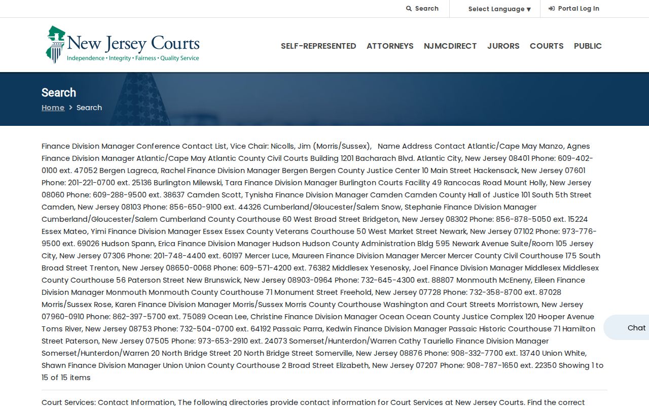 Burlington Township residents directory court record categories at New Jersey Courts