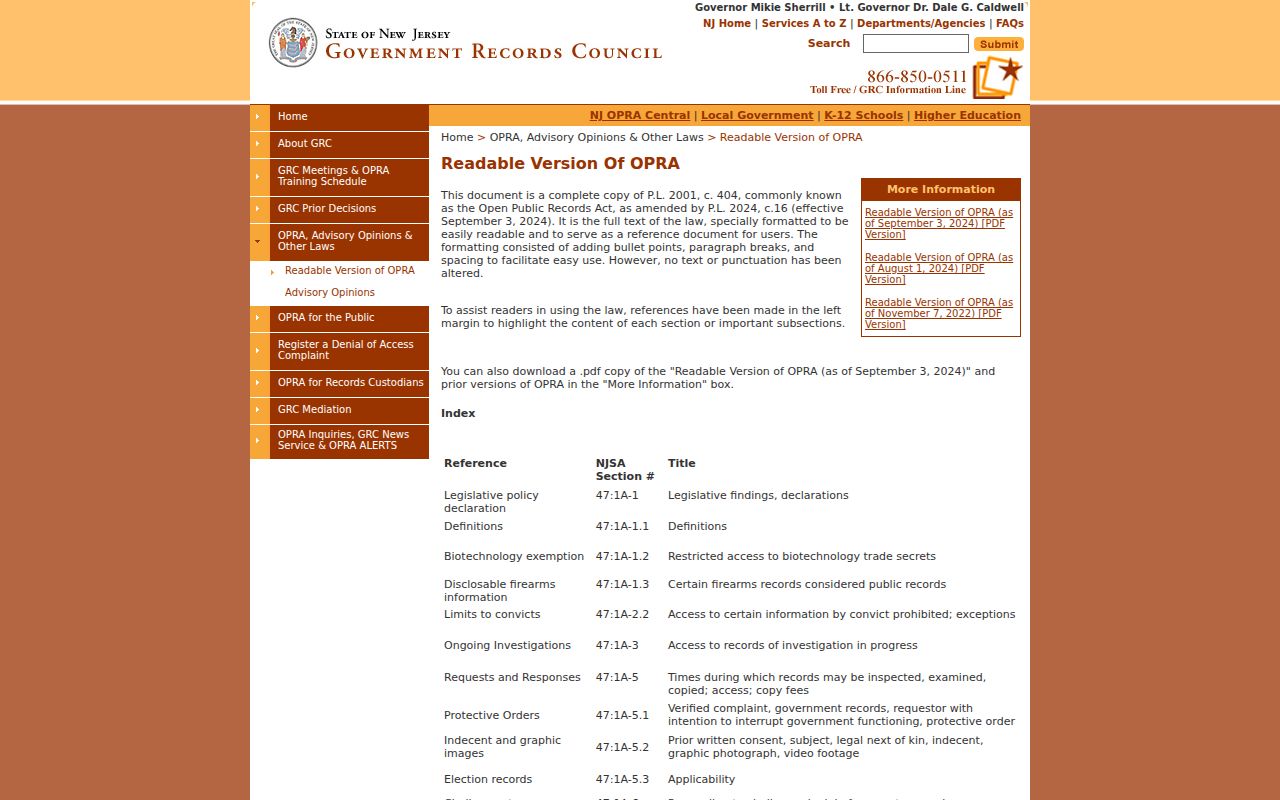 Burlington Township residents directory public-record request law for New Jersey