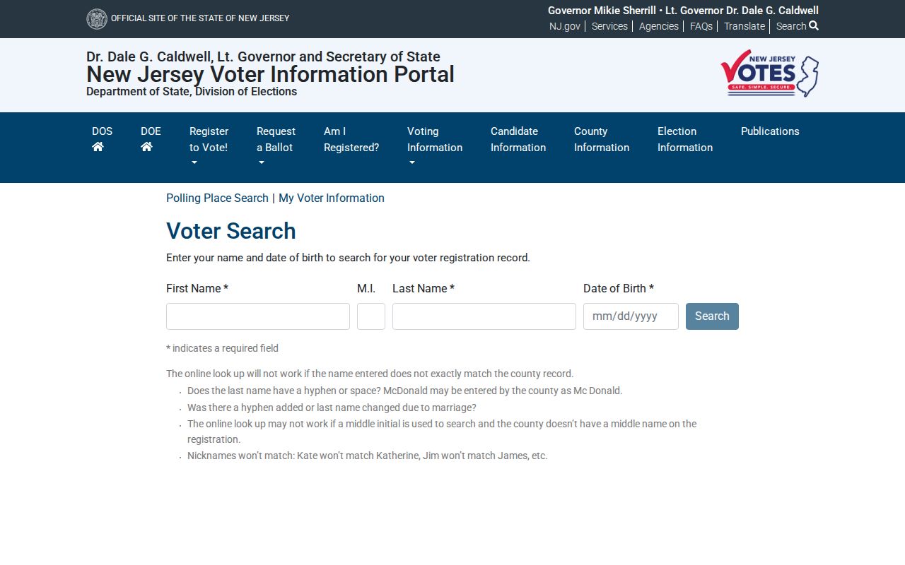 Burlington Township residents directory voter-status search entry point