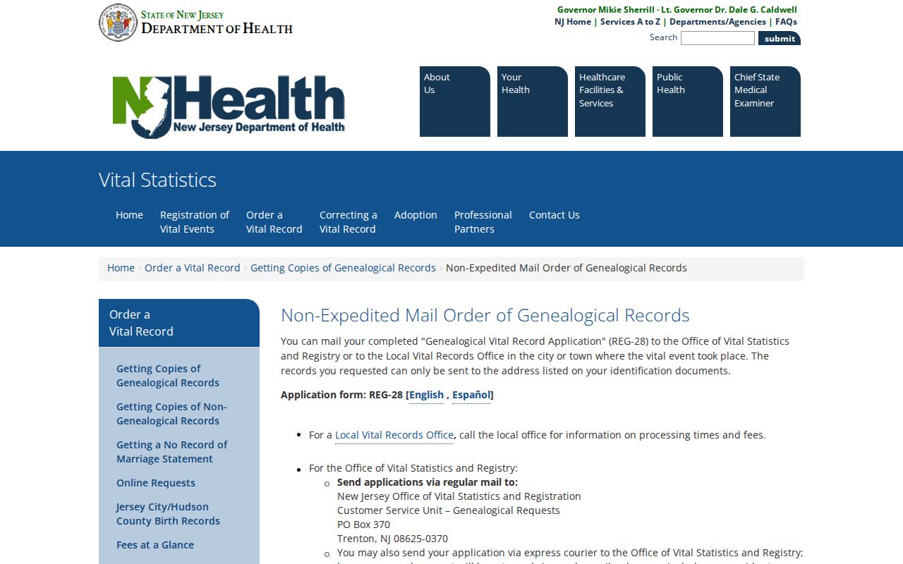 Burlington Township resident lookup New Jersey vital records mail route